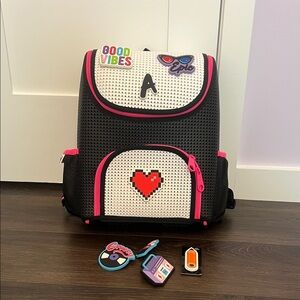 Kids Black and Pink Heart Backpack with free tags